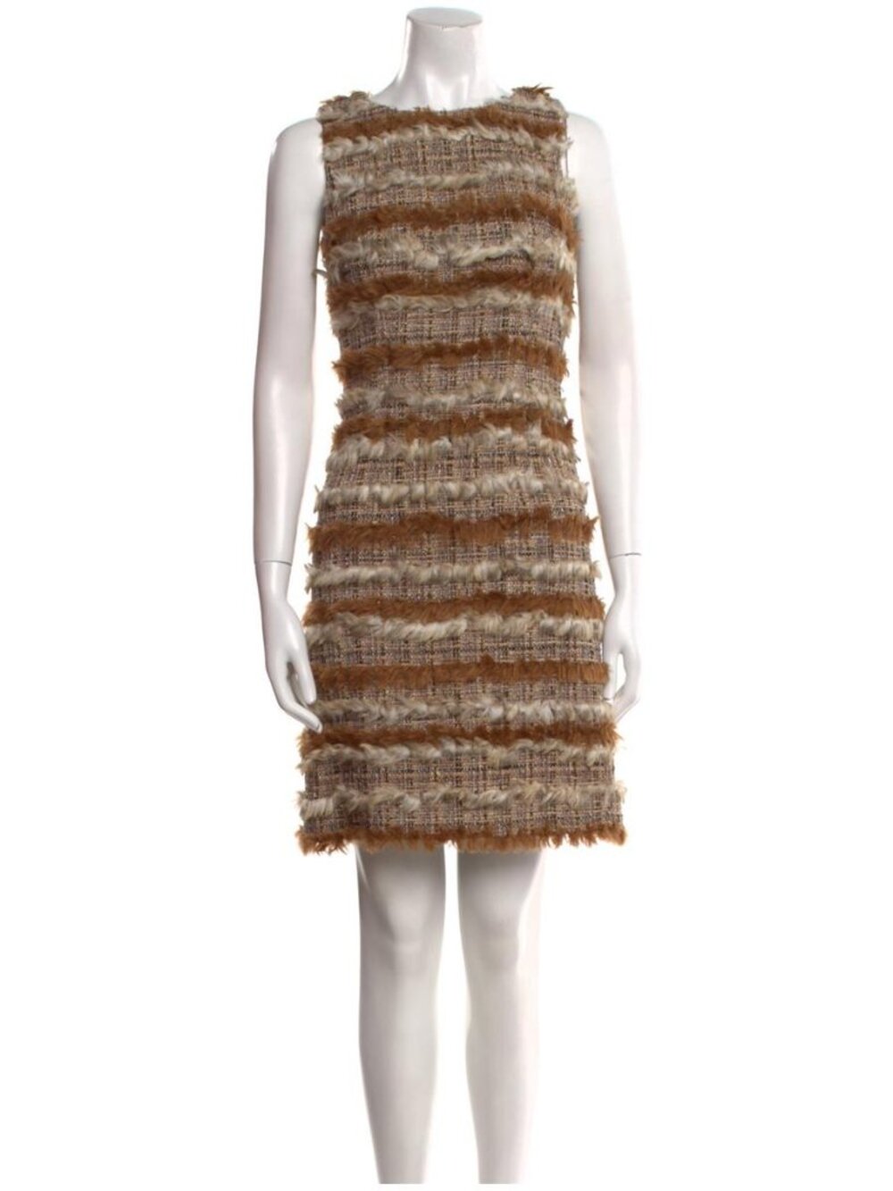 NWOT - Chanel Vintage 2010 Tweed Faux Fur A-Line Mini Dress Size XS